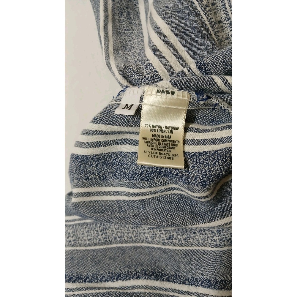Bella Dahl Womens Striped Strapless Crop Jumpsuit Linen Blend Made In USA Size M - Picture 7 of 10
